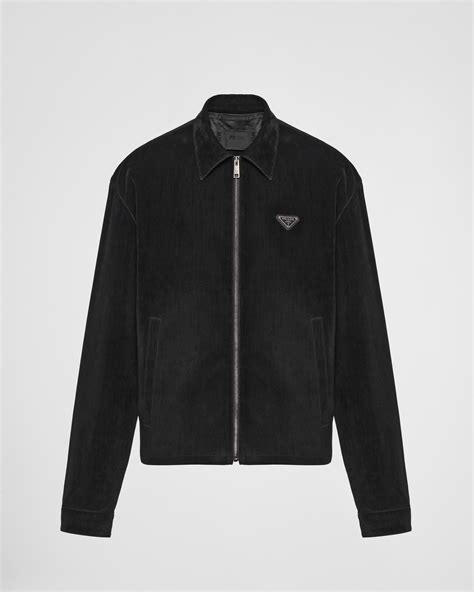 prada velvet denim|Prada Velvet Denim Blouson Jacket Black .